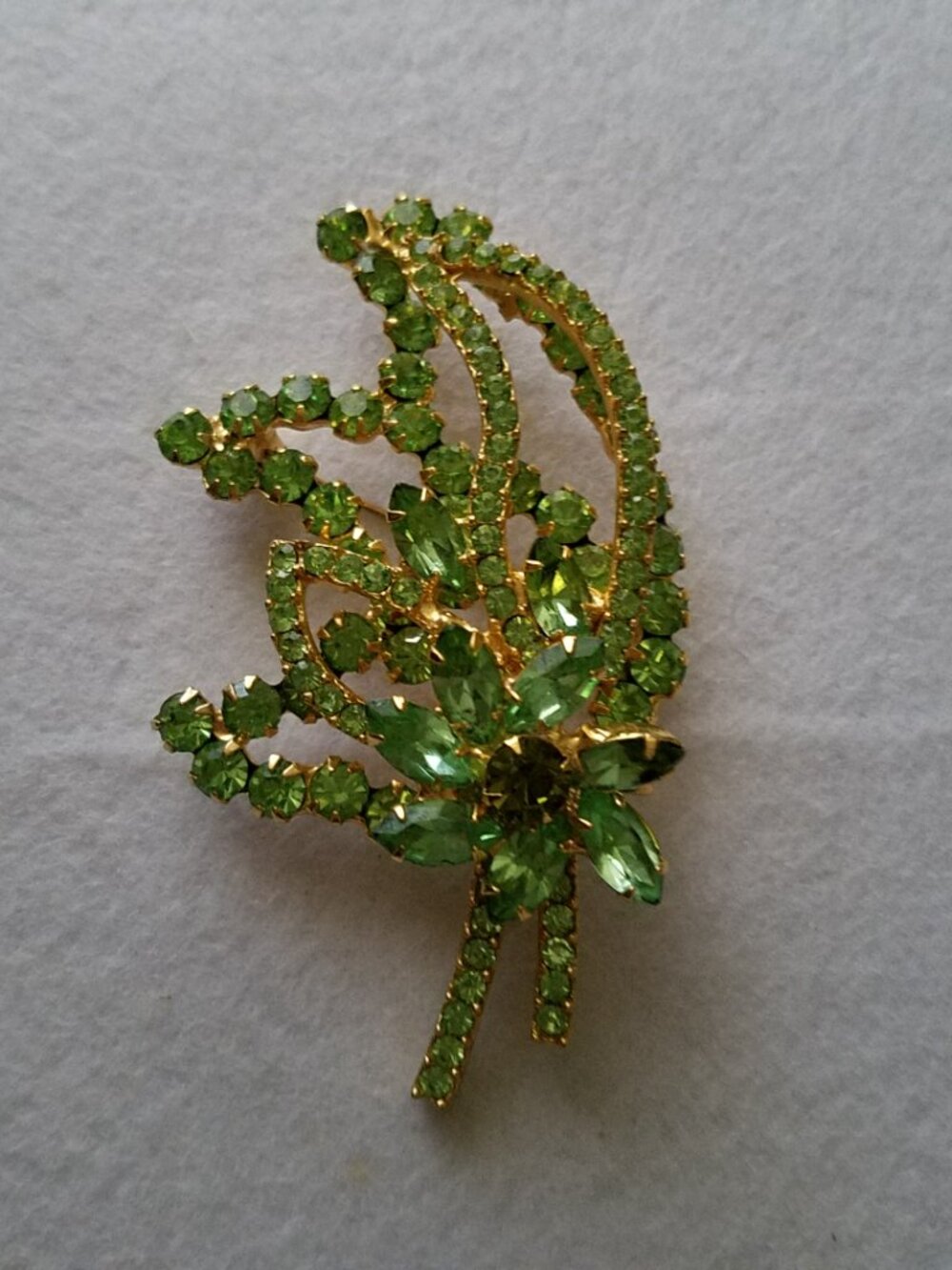 Vintage Juliana Lime Green Rhinestone Statement Brooch Verified